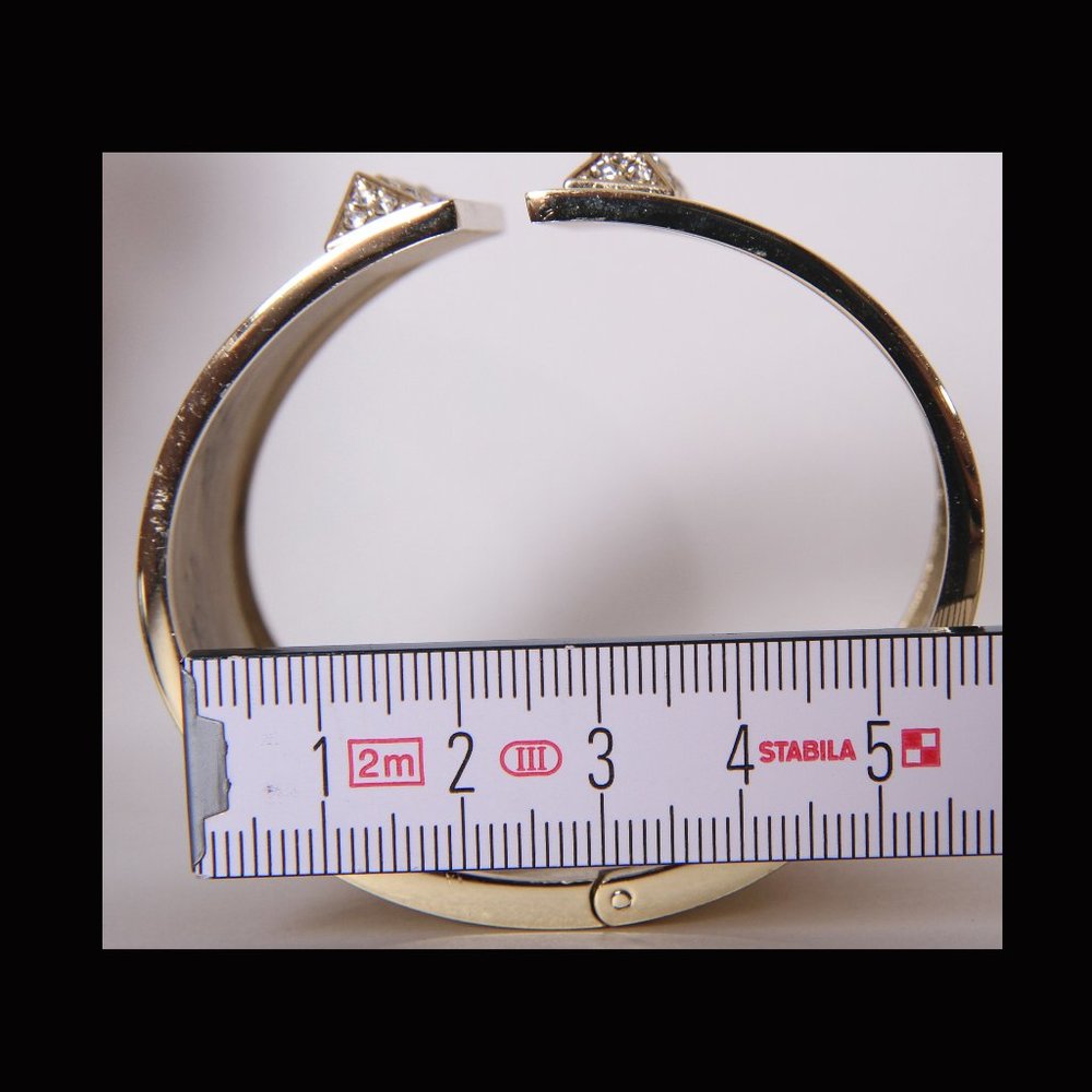 VS Gold Tone Hinged Bangle w/Rhinestones - Picture 3 of 5